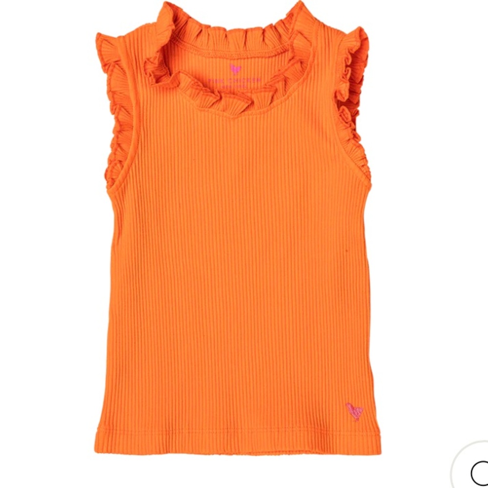 PINK CHICKEN GOLDEN POPPY GIRLS ORGANIC RUFFLE RIB TANK